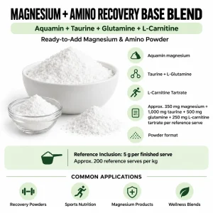 MAGNESIUM + AMINO RECOVERY BASE BLEND – AQUAMIN + TAURINE + GLUTAMINE + CARNITINE