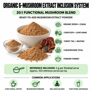 ORGANIC 6-MUSHROOM EXTRACT FUNCTIONAL INCLUSION SYSTEM – 20:1 FUNCTIONAL MUSHROOM BLEND